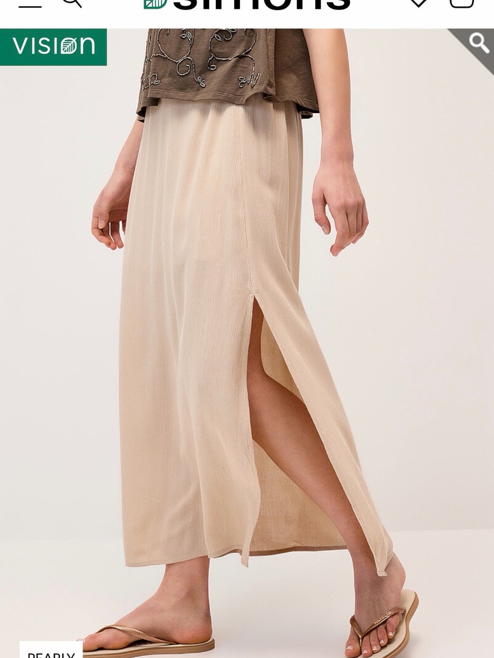 twik Neutral Cream Maxi Skirt with Elastic Waist